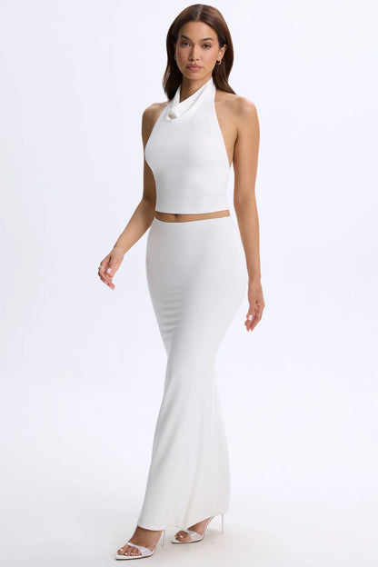 Low-Rise Maxi Skirt in White