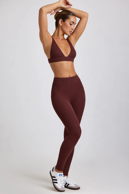 Ribbed Modal High Waist Leggings in Espresso