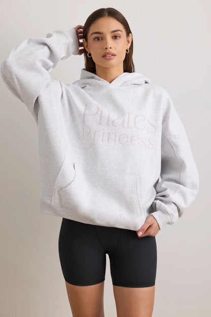 Oversized Hooded Sweatshirt in Light Grey Melange