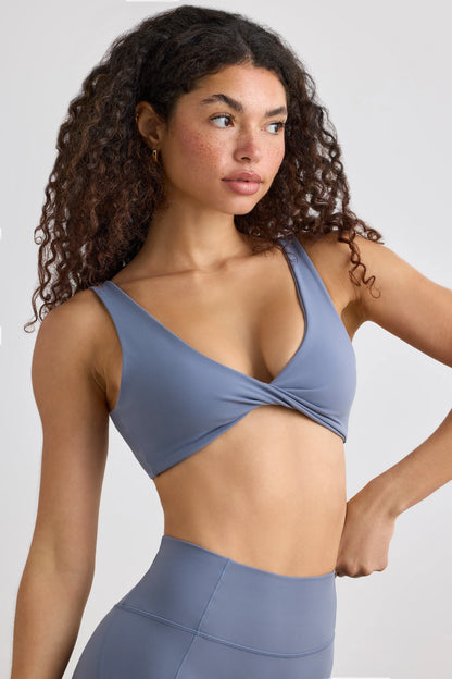 Soft Active V-Neck Sports Bra in Slate Grey