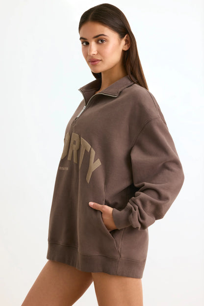 Quarter-Zip Sweatshirt in Espresso