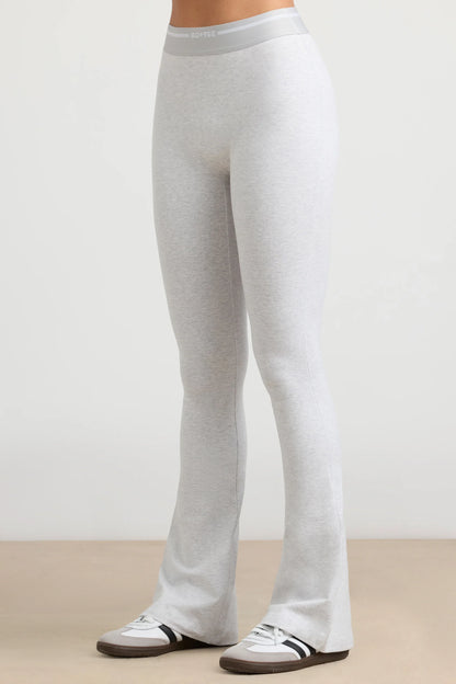 High-Waist Kick Flare Trousers in Grey Marl