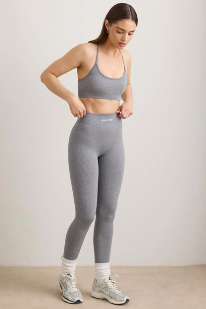 FlexiRib High Waist Leggings in Grey Melange