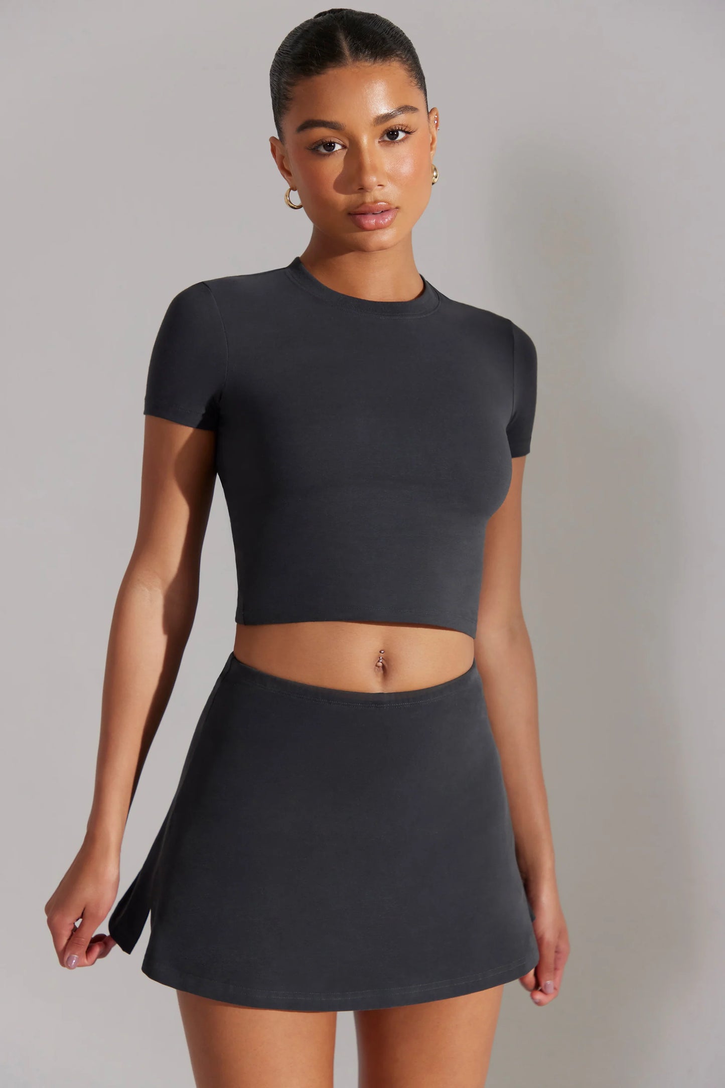 A-Line Mini Skort in Washed Black