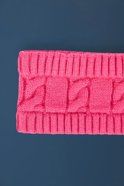 Cable-Knit Headband in Hot Pink