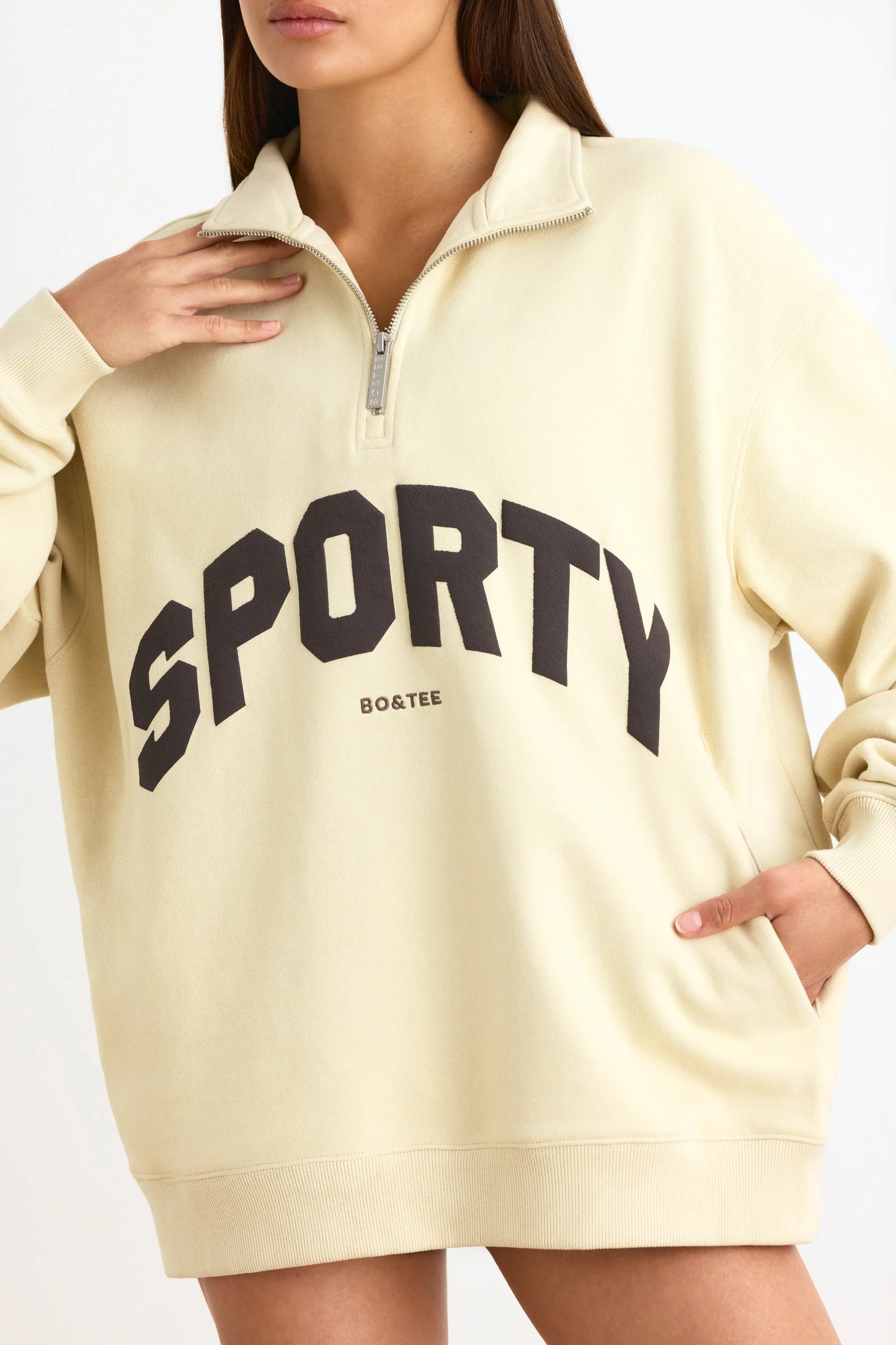 Quarter-Zip Sweatshirt in Bone