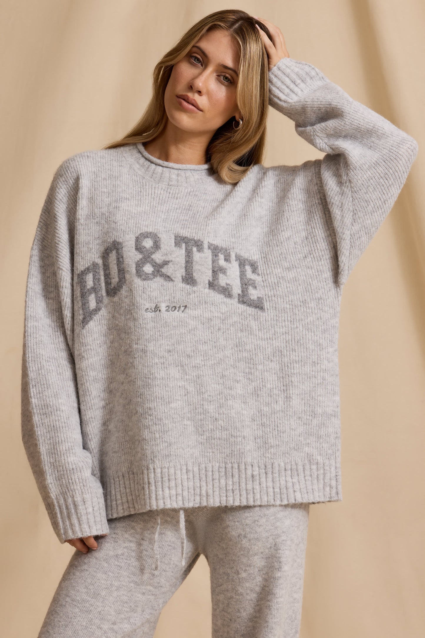 Oversized Knit Jumper in Ice Marl