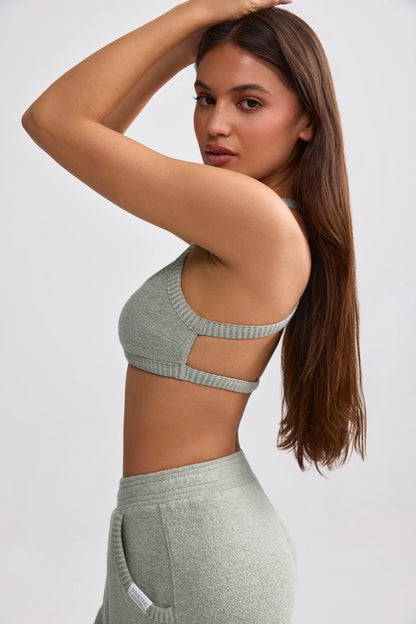 Terry Towelling Scoop-Neck Bralette in Sage Grey