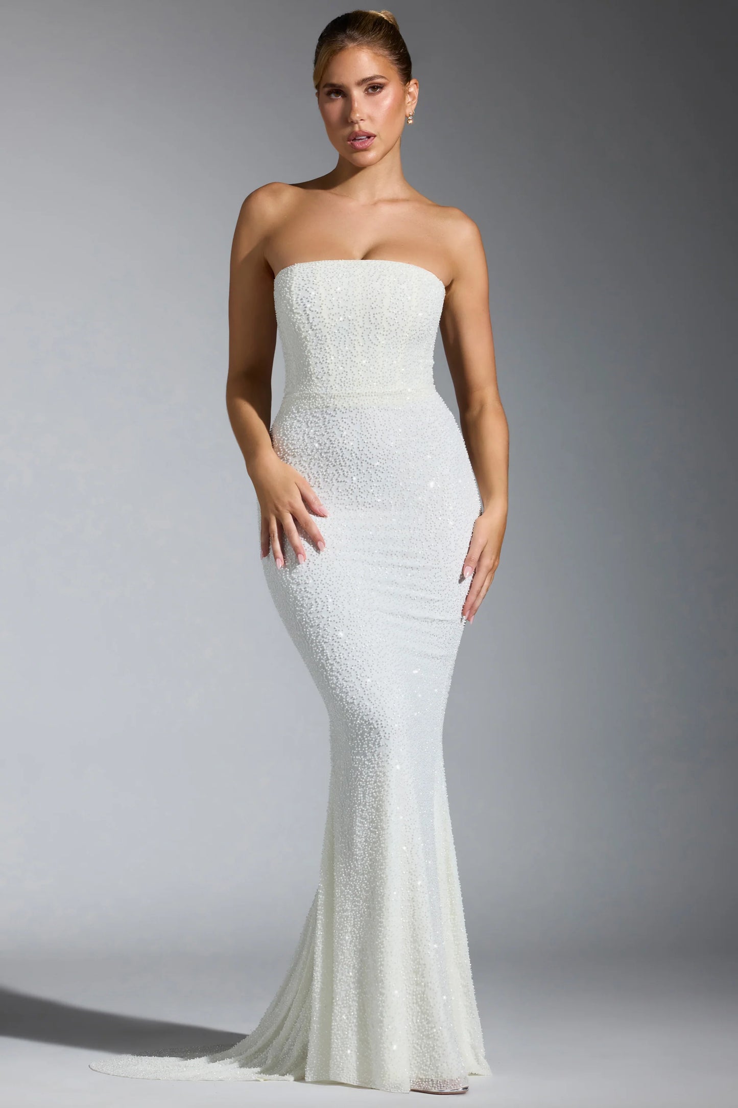 Embellished Corset Gown in White