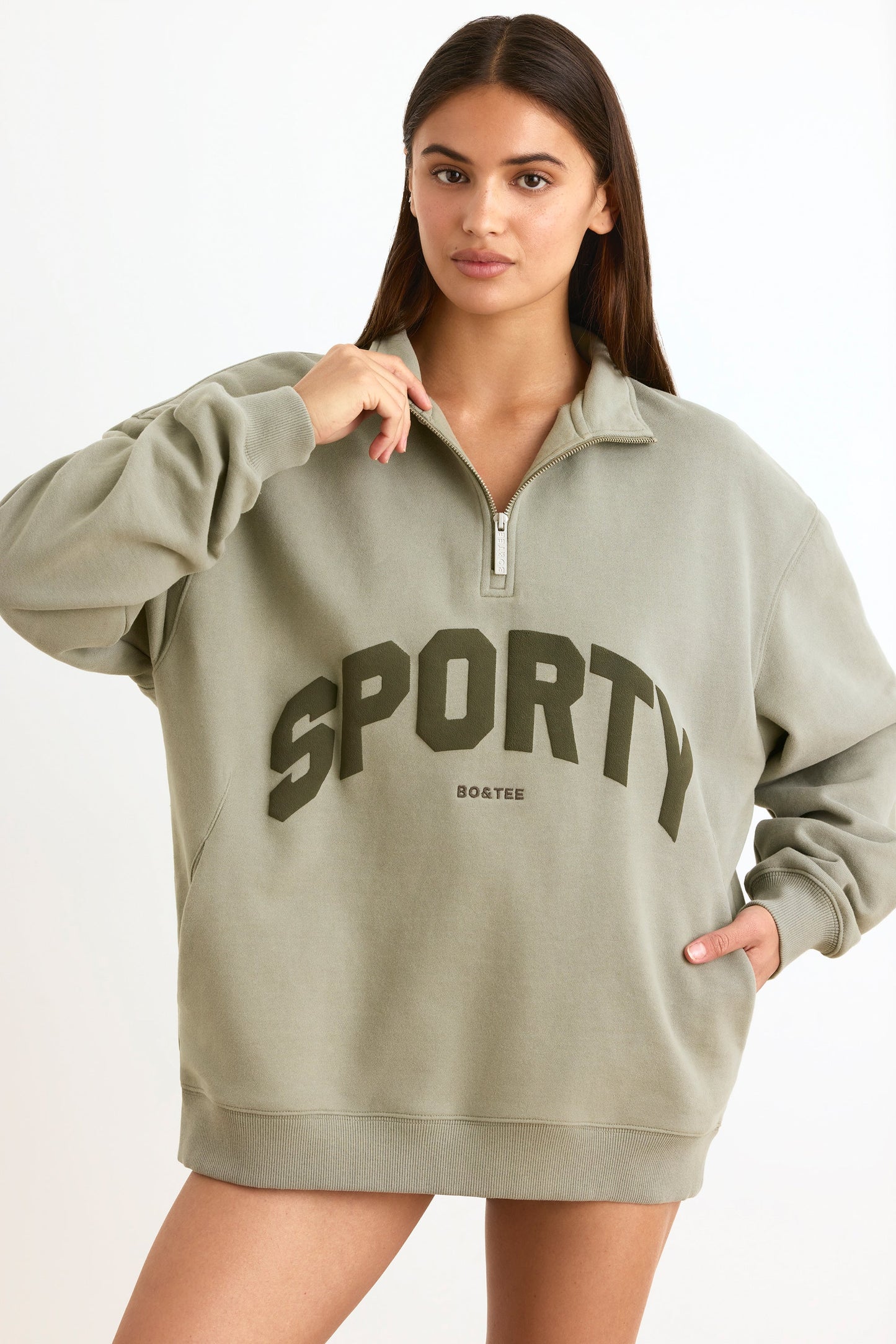 Quarter-Zip Sweatshirt in Mineral