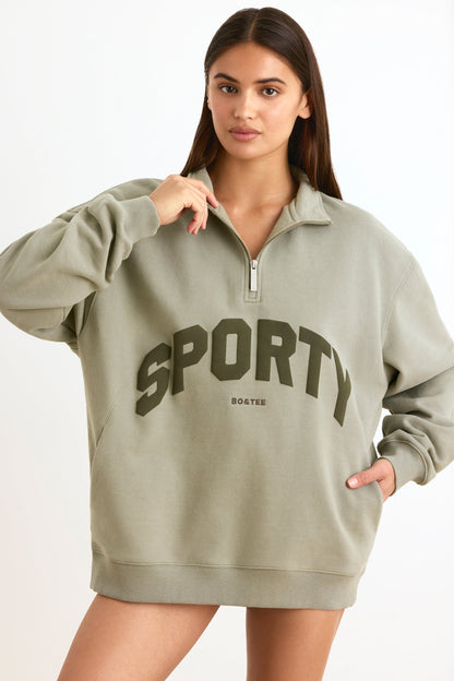 Quarter-Zip Sweatshirt in Mineral