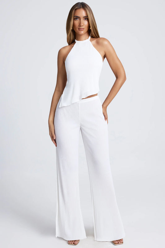 Petite High-Waist Wide-Leg Trousers in White