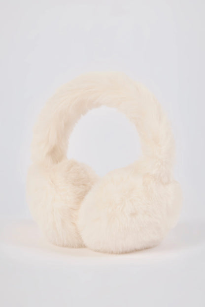 Faux-Fur Earmuffs in Ice White