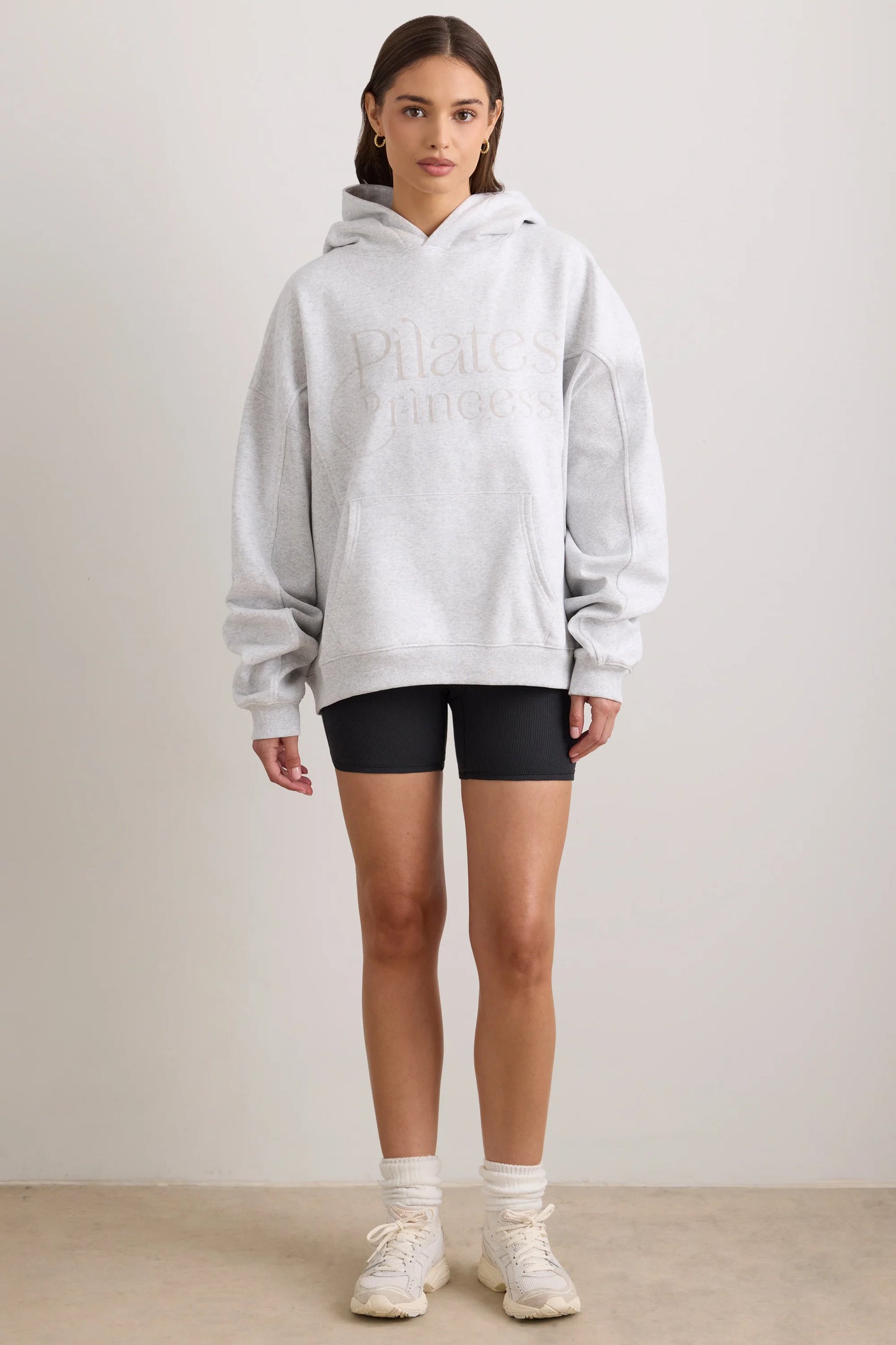 Oversized Hooded Sweatshirt in Light Grey Melange