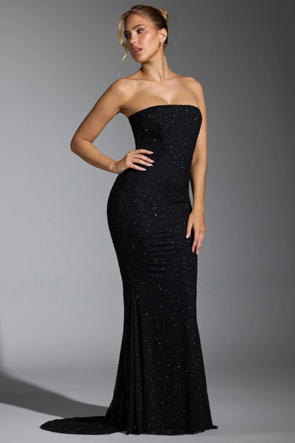 Embellished Corset Gown in Black