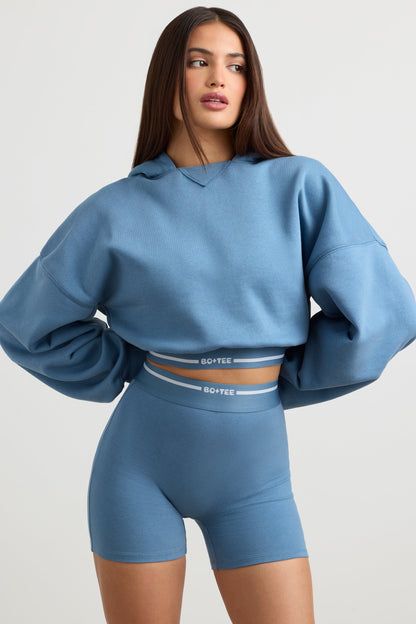 Cropped Hoodie in Steel Blue