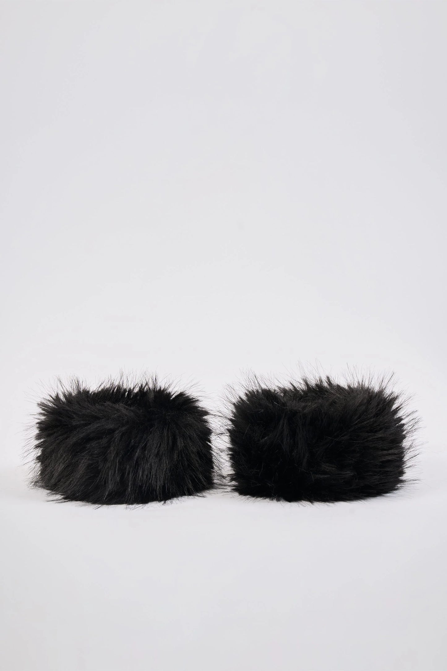 Faux-Fur Wrist Warmers in Black