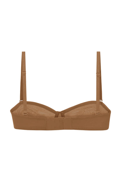 Soft Mesh Strapless Bra in Almond