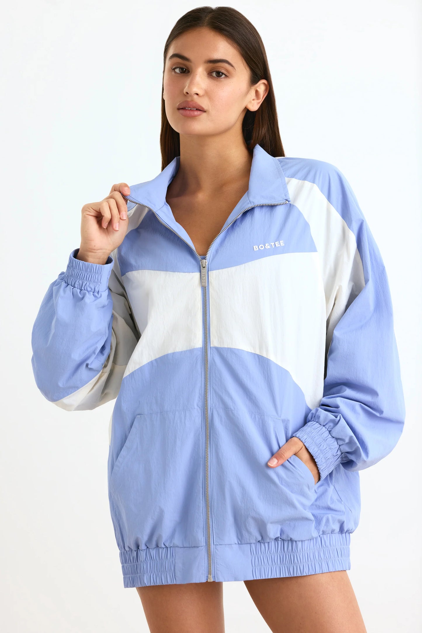 Colourblock Track Jacket in Lavender Blue