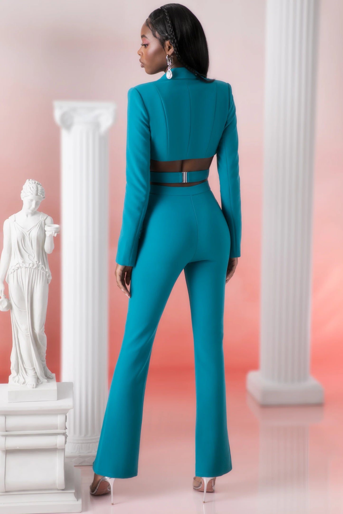 Flare Trousers in Teal