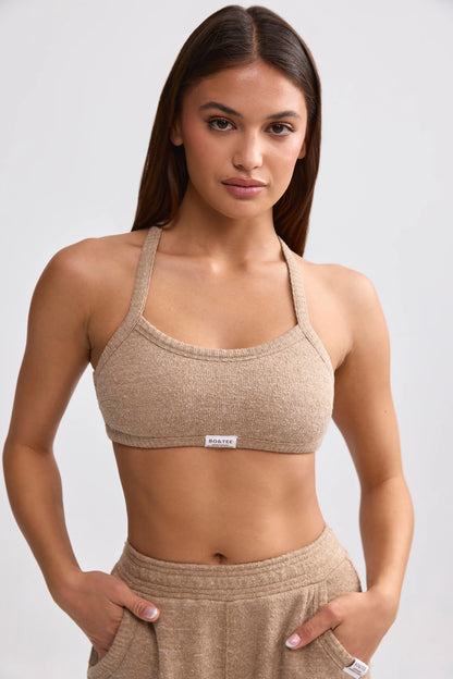 Terry Towelling Scoop-Neck Bralette in Mocha Brown