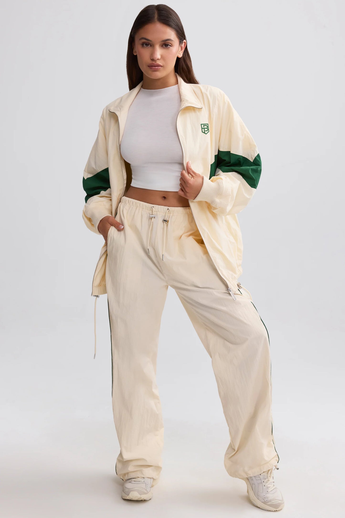 Oversized Colourblock Track Jacket in Marble