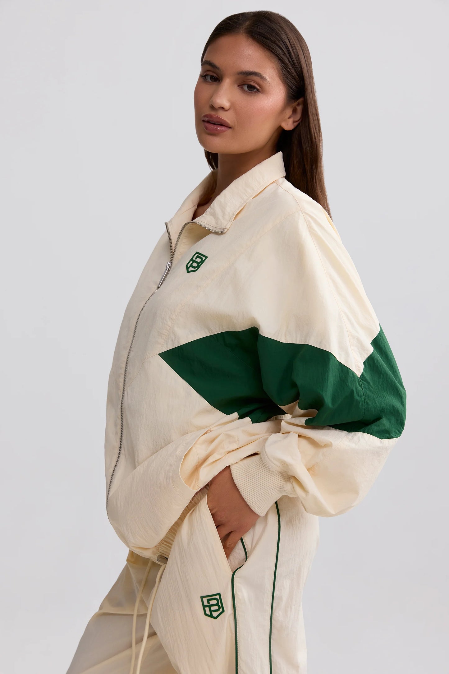 Oversized Colourblock Track Jacket in Marble