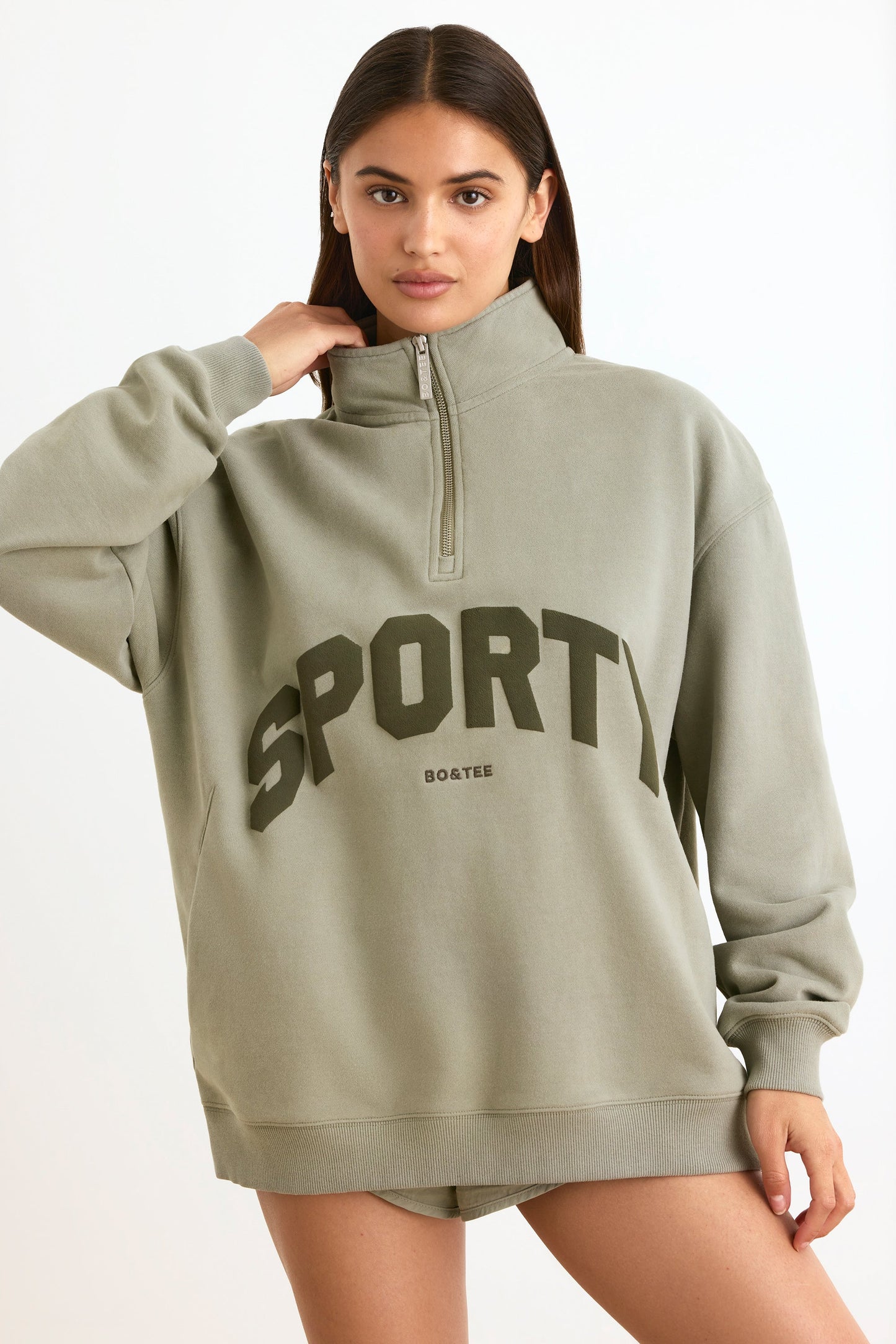 Quarter-Zip Sweatshirt in Mineral