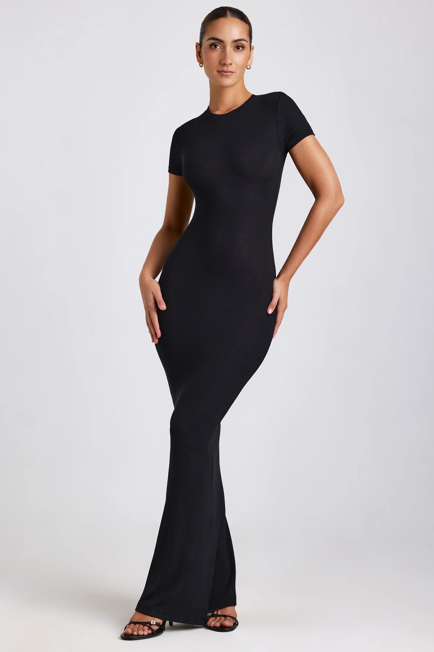 Ribbed Modal Maxi Dress in Black