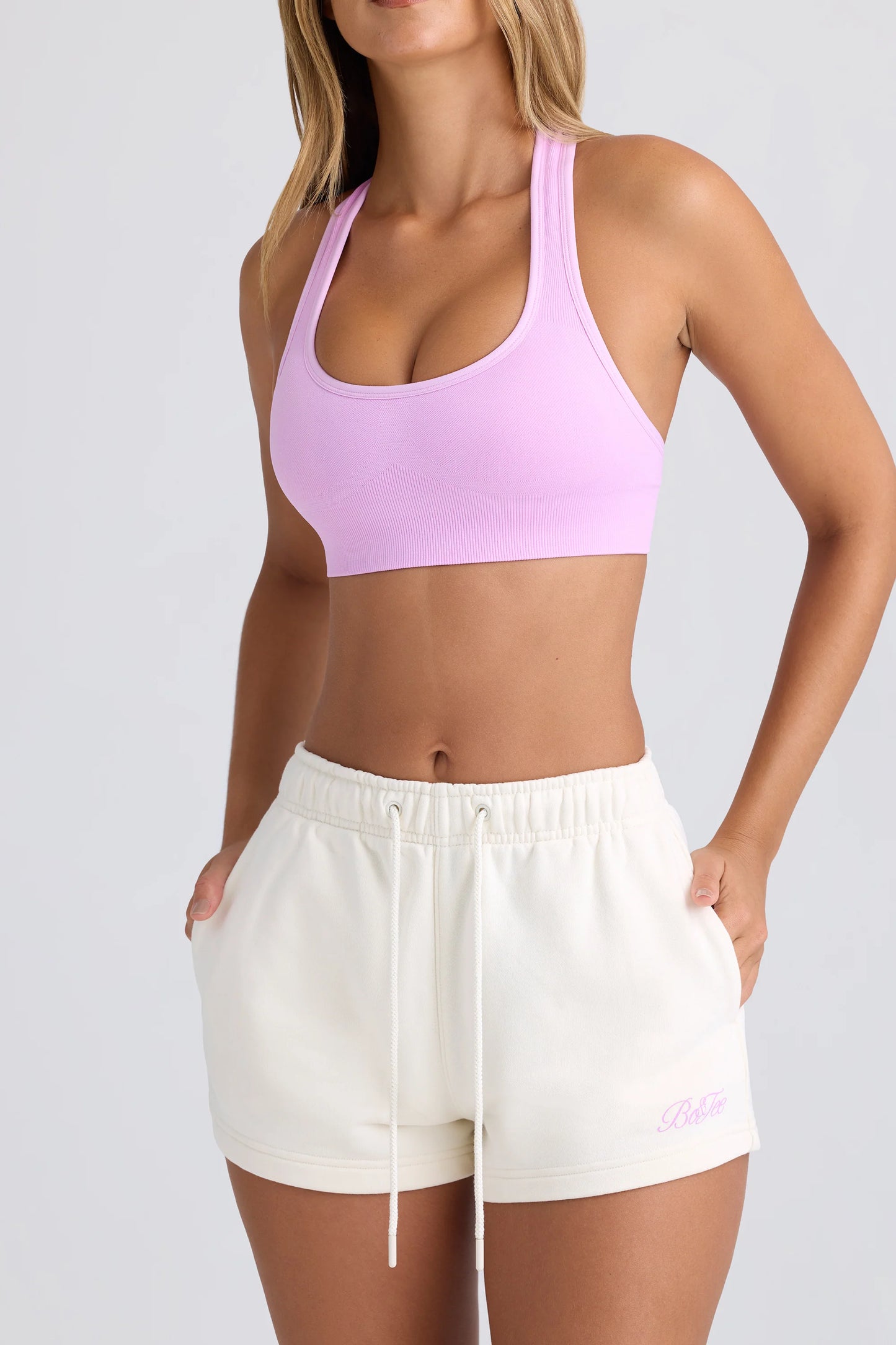 Mid-Rise Sweat Shorts in Eggshell