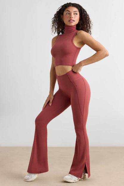 Soft Active Flared Trousers in Rust