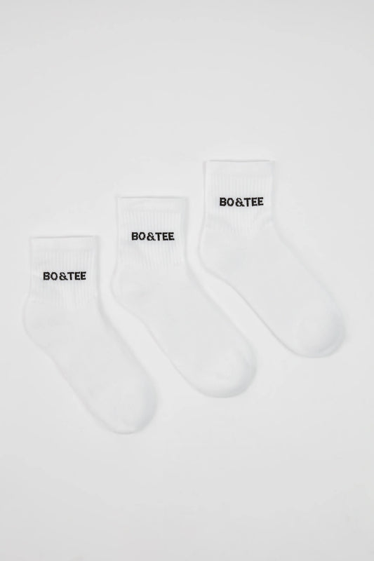 Ribbed Half-Crew Sock Bundle in White