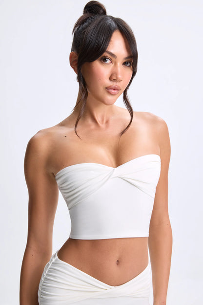 Twist-Front Bandeau Top in White