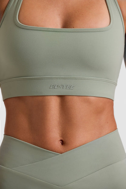 Halterneck Crop Top in Bamboo Green