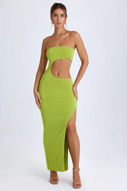 Cut-Out Bandeau Maxi Dress in Pear Green