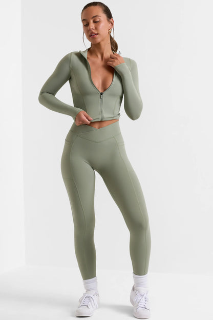 Full Length Leggings with Pockets in Bamboo Green