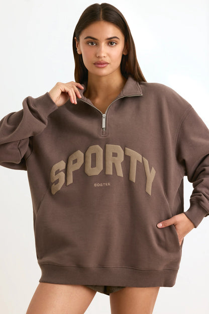 Quarter-Zip Sweatshirt in Espresso