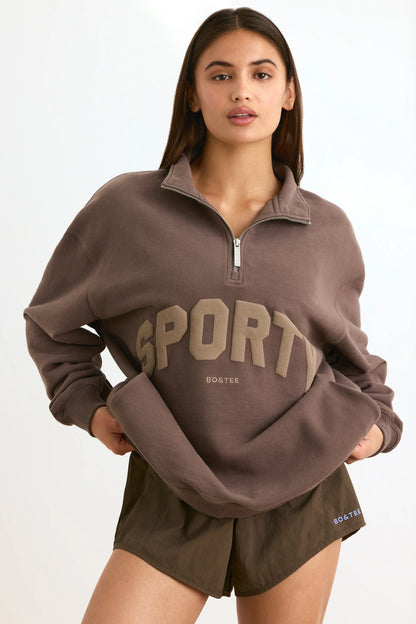 Quarter-Zip Sweatshirt in Espresso