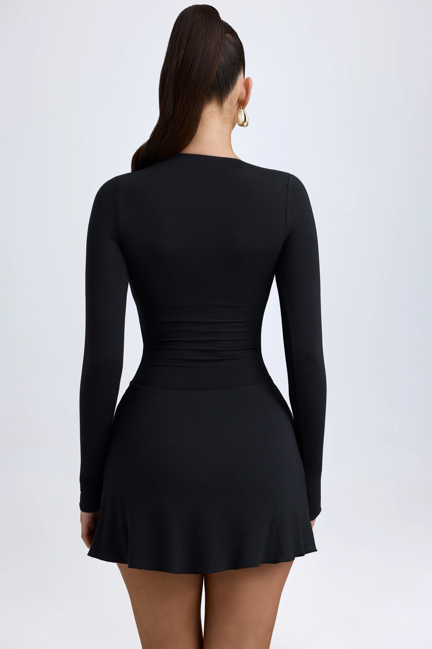 Modal Asymmetric A-Line Mini Dress in Black