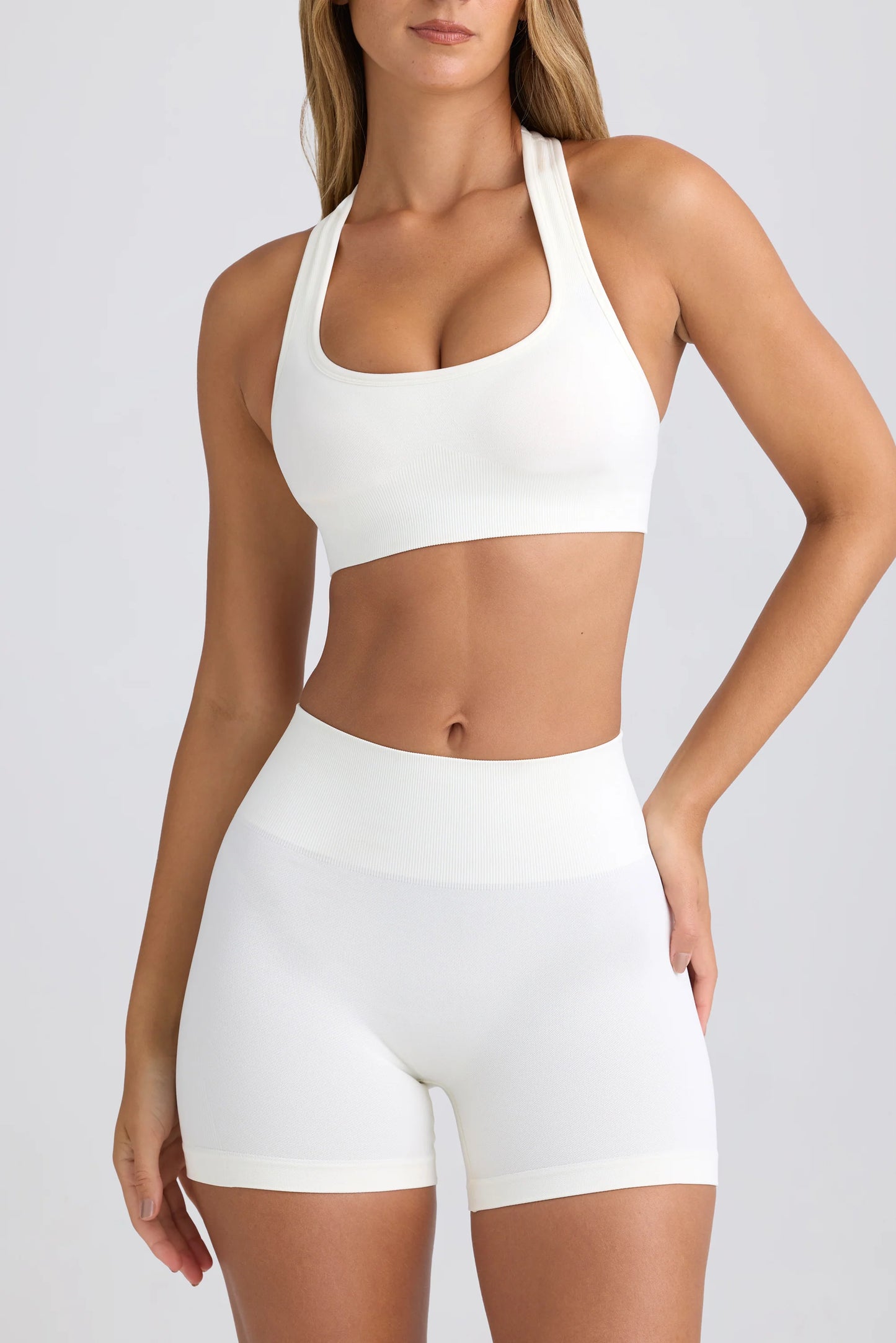 Super Sculpt Seamless High-Waist Mini Shorts in Eggshell