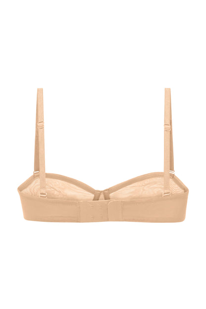 Soft Mesh Strapless Bra in Beige