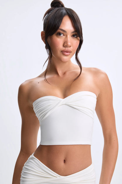 Twist-Front Bandeau Top in White