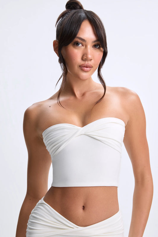 Twist-Front Bandeau Top in White