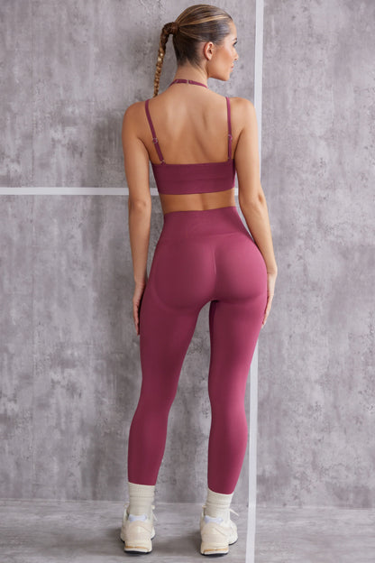 High Waist Seamless Leggings in Dark Rose