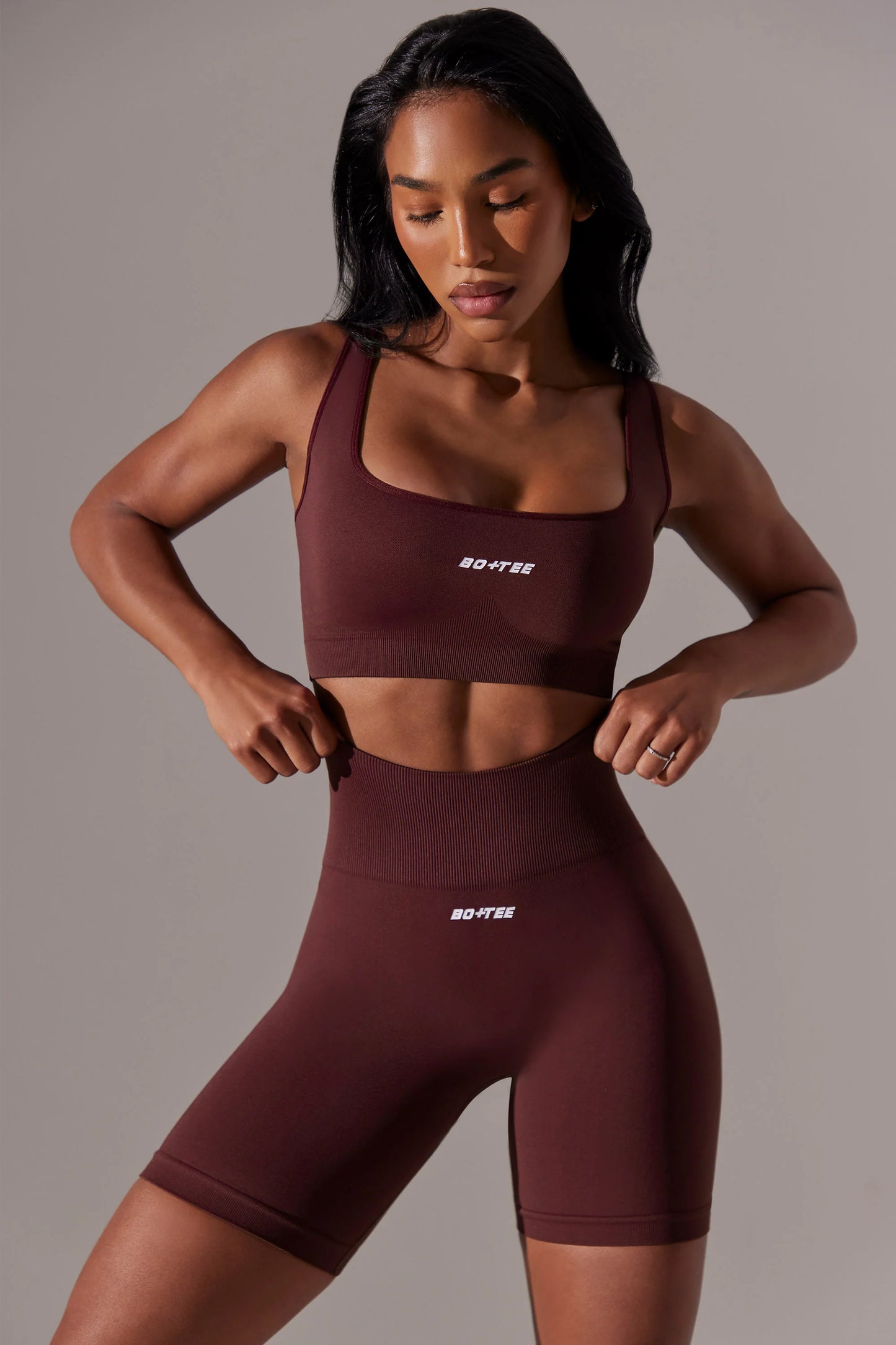 High Waist Super Sculpt Biker Shorts in Burgundy