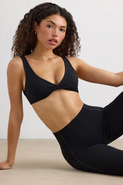 Soft Active V-Neck Sports Bra in Black