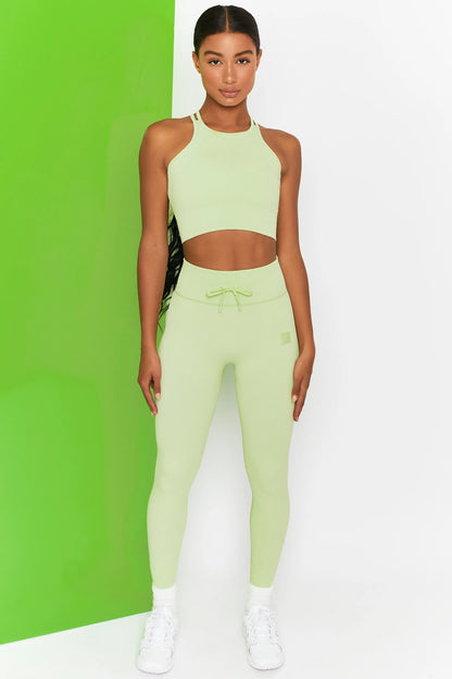 Feel Your Power Ribbed Racer Crop Top in Lime