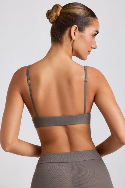 Ribbed Modal Triangle Bralette in Grey