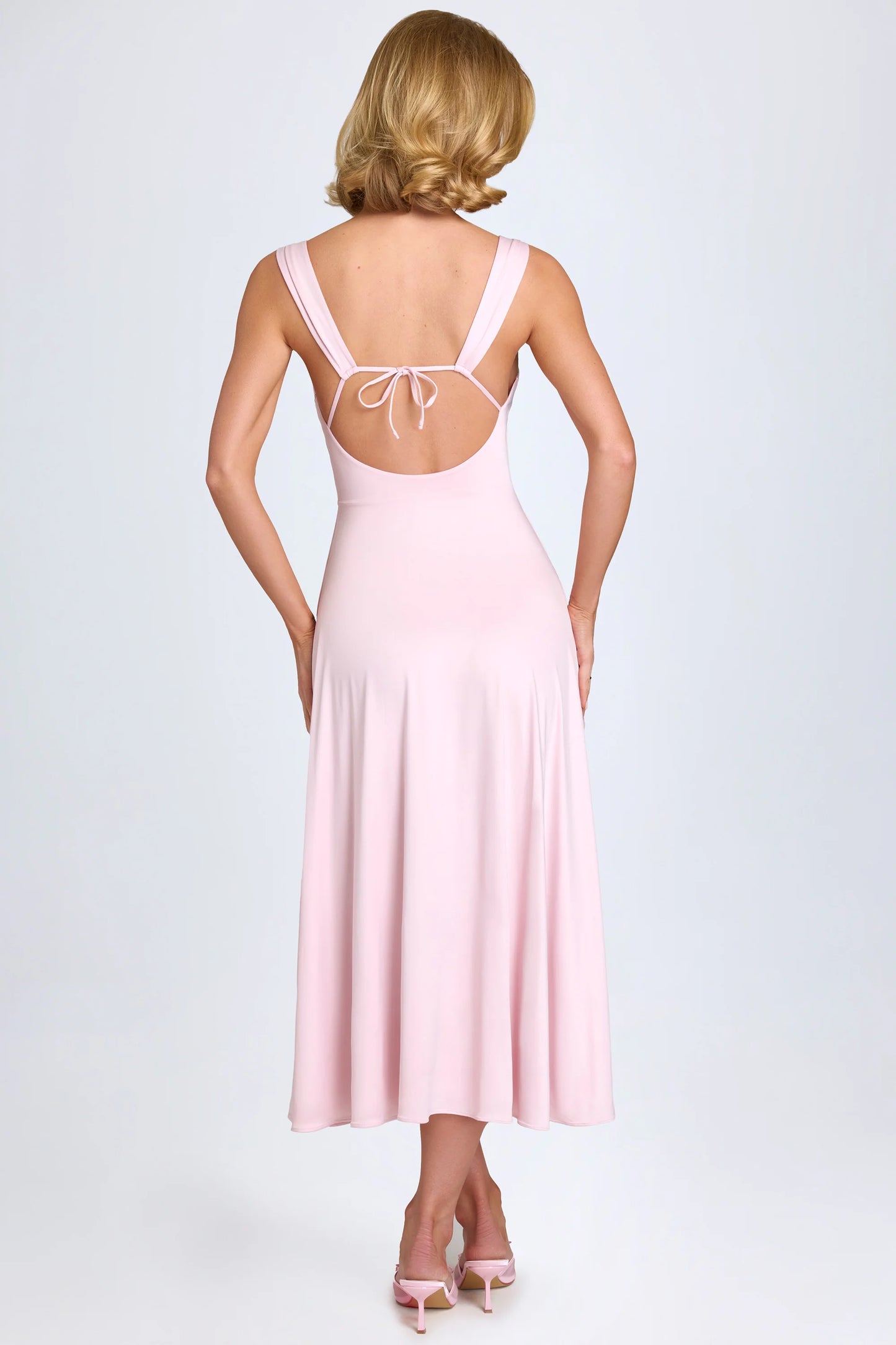 Sweetheart-Neck Ruched Midaxi Dress in Blush