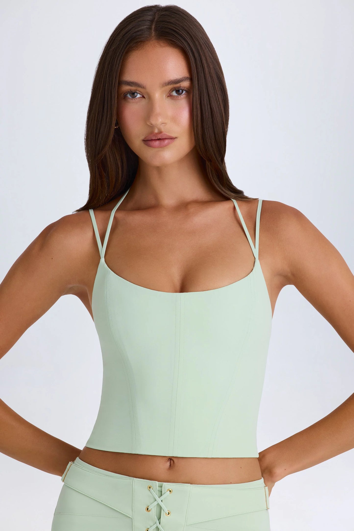 Halterneck Corset Top in Green